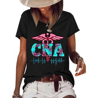 Vintage Leopard Heartbeat Cna Certified Nursing Assistant Women's Short Sleeve Loose T-shirt | Mazezy