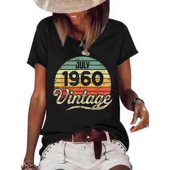 Vintage Sunset 60 Years Old Born In July 1960 60Th Birthday 60Th Birthday Funny Gifts Women's Short Sleeve Loose T-shirt | Mazezy