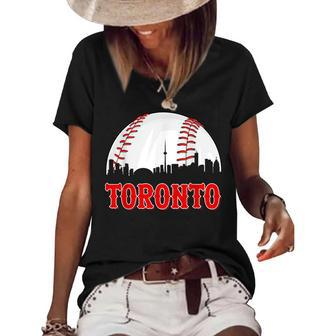 Vintage Toronto Baseball Men Women Player And Fans Baseball Funny Gifts Women's Short Sleeve Loose T-shirt | Mazezy