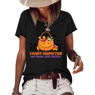Vintage Trick Or Treat Halloween No Tricks Just Treats Candy Halloween Funny Gifts Women's Short Sleeve Loose T-shirt | Mazezy