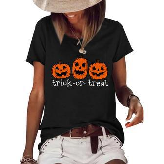 Vintage Trick Or Treat Pumpkin Halloween Costume Pumpkin Funny Gifts Women's Short Sleeve Loose T-shirt | Mazezy