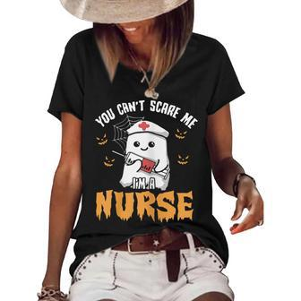 You Cant Scare Me Im A Nurse Fun Halloween Halloween Gifts Women's Short Sleeve Loose T-shirt | Mazezy