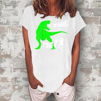 Kids 4Th Birthday Boy Roar Im Four Dinosaur Party Dinosaur Women's Loosen T-Shirt | Mazezy