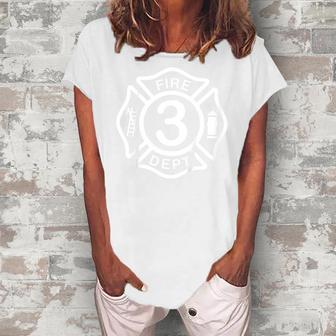 Kids Firefighter Birthday For 3 Year Old - 3Rd Bday Fireman Fireman Women's Loosen T-Shirt | Mazezy