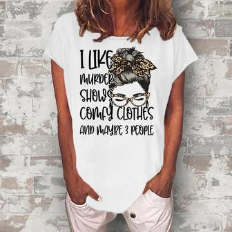 I Like Murder Shows Comfy Clothes Halloween Outfit Halloween Women's Loosen T-Shirt | Mazezy