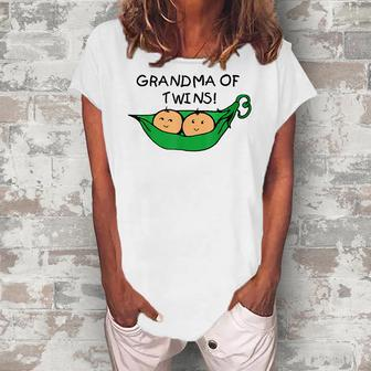 Two Peas In A Pod Grandma Of Twins Women's Loosen T-Shirt | Mazezy