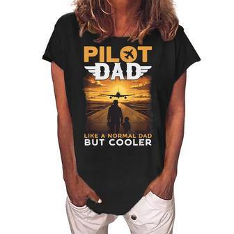Airplane Pilot For Men Women Funny Saying Pilot Dad Women's Loosen Crew Neck Short Sleeve T-Shirt | Seseable CA