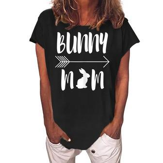Bunny Mom Funny Rabbit Mum Gift For Women Women's Loosen Crew Neck Short Sleeve T-Shirt | Mazezy