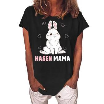 Cute Bunny Easter Rabbit Mum Rabbit Mum Gift For Women Women's Loosen Crew Neck Short Sleeve T-Shirt | Mazezy