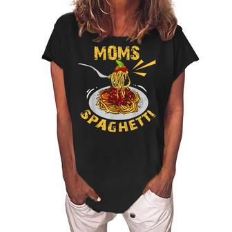 Moms Spaghetti Food Lovers Mothers Day Novelty Gift For Women Women's Loosen Crew Neck Short Sleeve T-Shirt | Mazezy