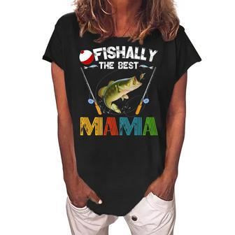 Ofishally The Best Mama Fishing Rod Mommy Funny Mothers Day Gift For Women Women's Loosen Crew Neck Short Sleeve T-Shirt | Mazezy DE