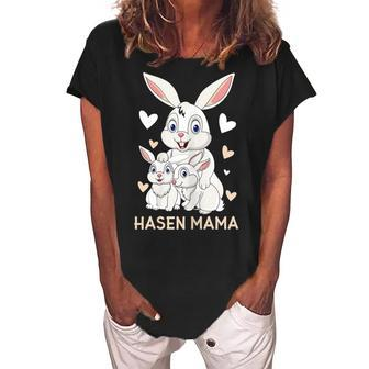 Rabbit Mum Design Cute Bunny Outfit For Girls Gift For Women Women's Loosen Crew Neck Short Sleeve T-Shirt | Mazezy