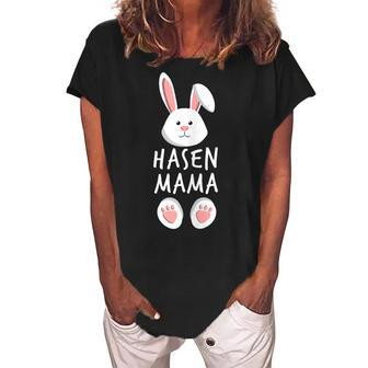 Rabbit Mum Family Partner Look Easter Bunny Gift Easter Gift For Womens Gift For Women Women's Loosen Crew Neck Short Sleeve T-Shirt | Mazezy