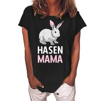 Rabbit Mum Rabbit Mother Pet Long Ear Gift For Womens Gift For Women Women's Loosen Crew Neck Short Sleeve T-Shirt | Mazezy