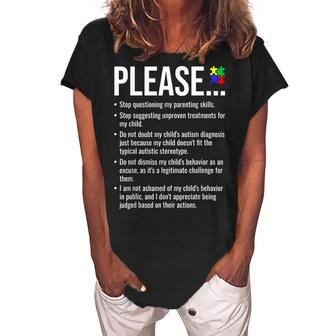 Stop Questioning My Parenting Skills Autistic Mom Dad Autism Women's Loosen Crew Neck Short Sleeve T-Shirt - Seseable