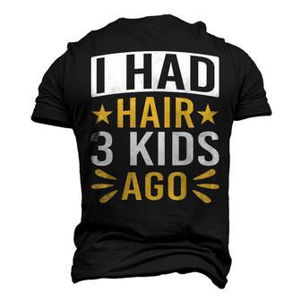 Bald Dad Father Of Three Triplets Husband Fathers Day Men's 3D T-Shirt Back Print | Mazezy