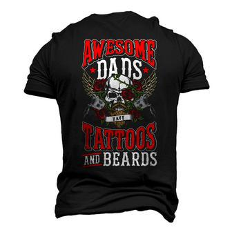 Fathers Day Awesome Dads Have Tattoos And Beards Dad Father Men's 3D T-shirt Back Print - Seseable