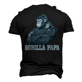 Gorilla Papa Father And Baby Dad Fathers Day Men's 3D T-shirt Back Print - Seseable