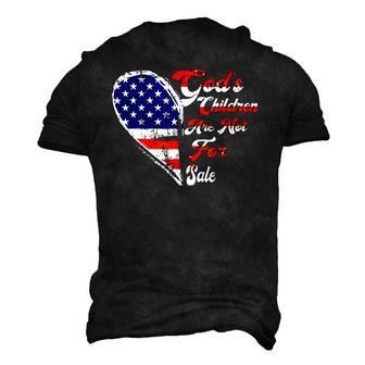 Retro Heart Gods Children Are Not For Sale American Flag Retro Men's 3D T-Shirt Back Print | Mazezy