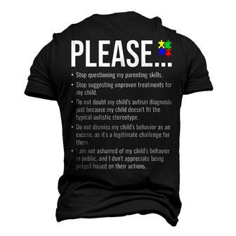 Stop Questioning My Parenting Skills Autistic Mom Dad Autism Men's 3D T-shirt Back Print - Seseable