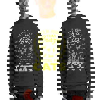 Lets Be Honest I Was Crazy Before Cats Men Crewneck Graphic Sweatshirt | Mazezy