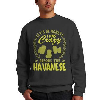 Lets Be Honest I Was Crazy Before Havanese Men Crewneck Graphic Sweatshirt | Mazezy