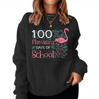 100 Flamazing Days Of School Flamingo Pre-K Teacher Student Women Sweatshirt | Mazezy