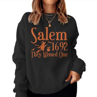 1692 They Missed One Salem Halloween Distressed Women Sweatshirt - Thegiftio UK