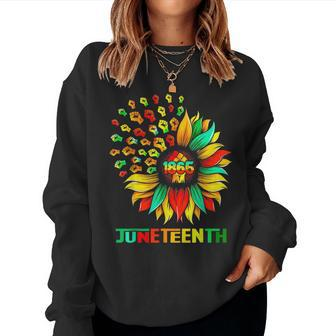 1865 Junenth Fist Sunflower Black African American Women Sweatshirt | Mazezy