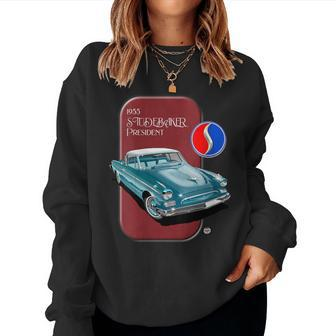 1955 Studebaker President Classic Car Graphic Women Sweatshirt | Mazezy
