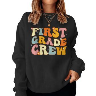 1St Grade Crew Funny Kindergarten Teacher Back To School Women Crewneck Graphic Sweatshirt - Monsterry