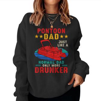 Vintage Pontoon Dad Normal Dad Only More Drunker  Women Crewneck Graphic Sweatshirt