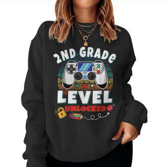 2Nd Grade Level Unlocked Video Game Back To School Boys Women Sweatshirt | Mazezy