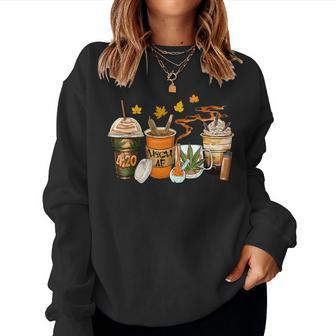 420 Marijuana Thanksgiving Weed Bong Pipe Pumpkin Spice Fall Women Sweatshirt - Monsterry DE