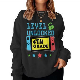 4Th Grade Level Unlocked Gamer First Day Of School Boys Women Sweatshirt - Seseable
