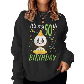 50Th Birthday Panda Animal Zoo Lover 50 Year Old Bday 50Th Birthday Women Sweatshirt | Mazezy