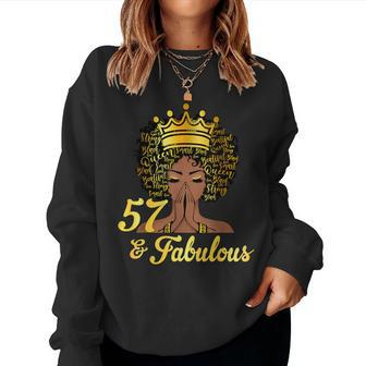 57 And Fabulous Happy 57Th Birthday African American Women Women Sweatshirt | Mazezy
