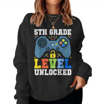 5Th Grade Level Unlocked Gamer First Day Of School Boys Women Sweatshirt - Seseable