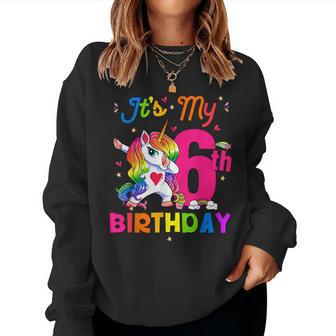 6 Years Old Unicorn It's My 6Th Birthday Girl Party Women Sweatshirt - Monsterry AU