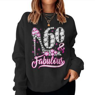 60 Years Old Gifts 60 & Fabulous 60Th Birthday Pink Diamond Women Crewneck Graphic Sweatshirt - Seseable