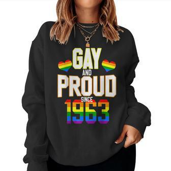 60 Years Old Lgbt Birthday Squad Gay And Proud Since 1963 Women Crewneck Graphic Sweatshirt - Seseable