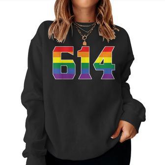 614 Area Code Columbus Oh Gay Pride Lgbt Rainbow Women Sweatshirt | Mazezy