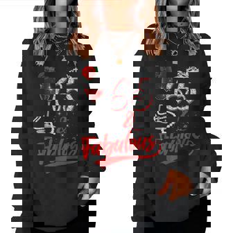 65 And Fabulous Queen Happy Birthday 65Th Rose Red Wine Women Sweatshirt - Seseable