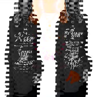 A Queen Was Born In August Flower August Birthday For Women Women Crewneck Graphic Sweatshirt - Seseable