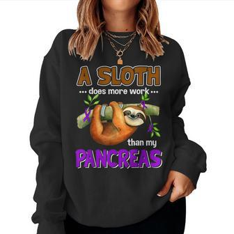 A Sloth Does More Work Than My Pancreas Diabete Women Crewneck Graphic Sweatshirt - Thegiftio UK