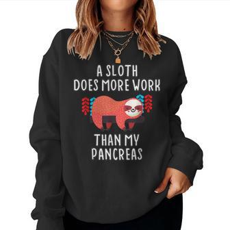 A Sloth Does More Work Than My Pancreas - Diabetes Awareness Women Crewneck Graphic Sweatshirt - Thegiftio UK
