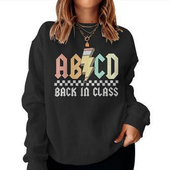 Abcd Alphabets Back In Class Pencil Lightning Teacher Rock Women Sweatshirt | Mazezy
