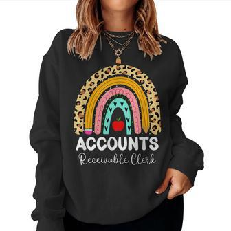 Accounts Receivable Clerk Leopard Rainbow Accounting Work Women Sweatshirt | Mazezy
