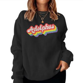 Adolphus Pride Month Lgbtq Rainbow Flag Name Personalised Women Sweatshirt | Mazezy