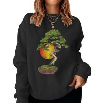 Aesthetic Retro Bonsai Tree Nature Lover Gardener Planting Women Sweatshirt | Mazezy